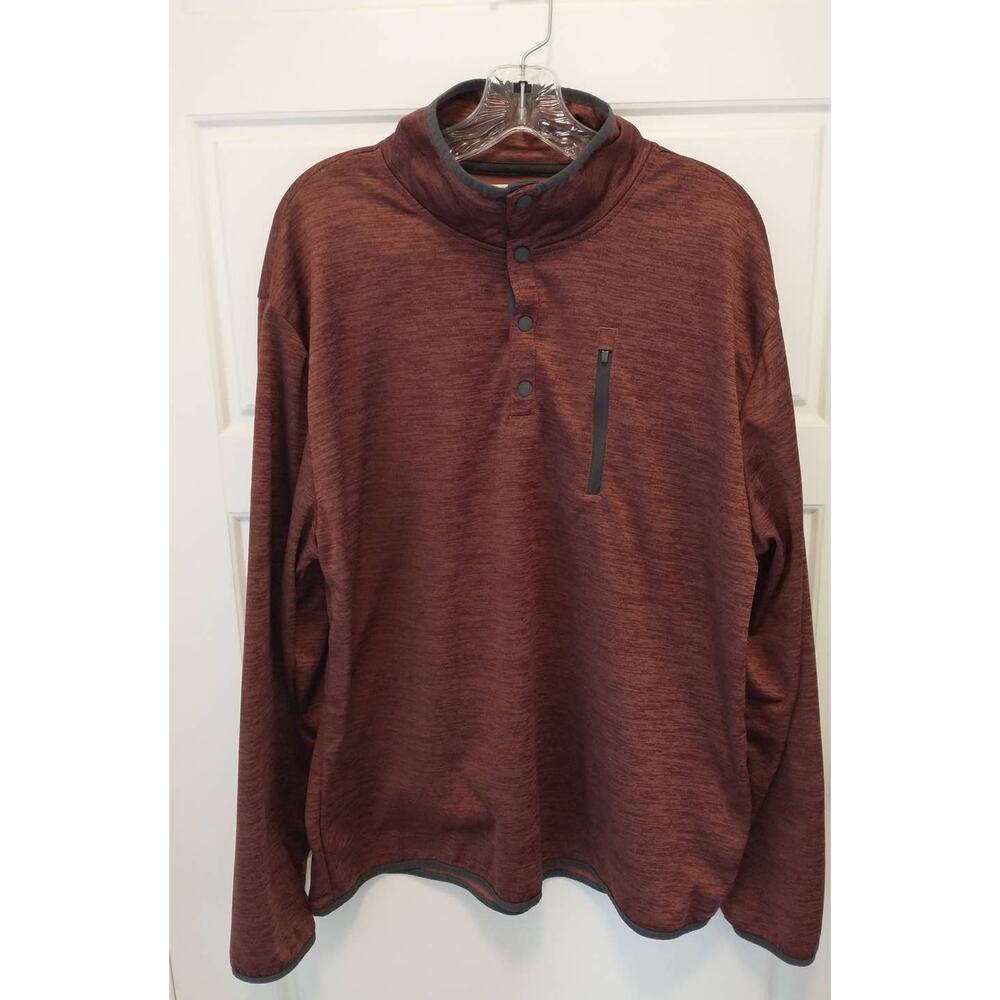 Ocean + Coast Fleece Pullover. Men's Large. Red/Black.
